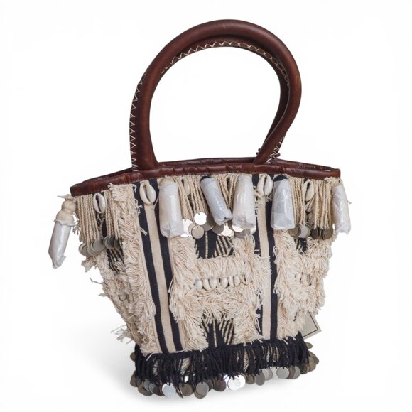 Figue San Filipe Mini Tuk Tuk Bag NWT Boho Embellished Tote Italy $395 - Picture 2 of 10